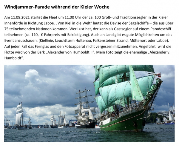 Windjammer-Parade 2021 in Kiel