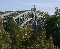 Hohenzollernbrücke mit Reiterstandbild im Grünen
